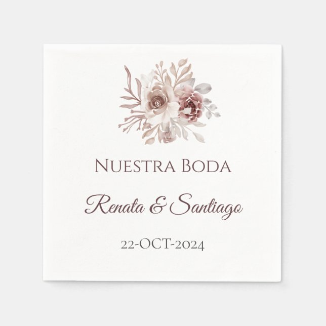 Serviette En Papier Naples Mariage Boho espagnol (Devant)