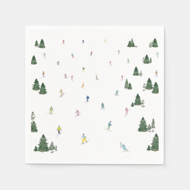 Serviette En Papier Naples Ski et Snowboard Party (Devant)