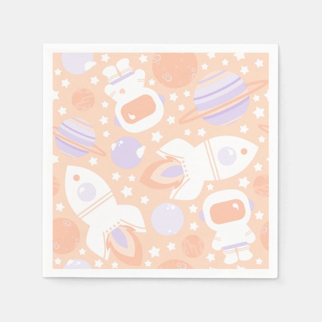 Serviette En Papier Naples Space Girls Party (Devant)