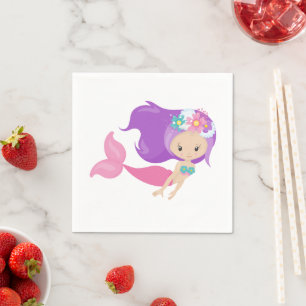 Serviette En Papier Naples violettes de la fête de sirène