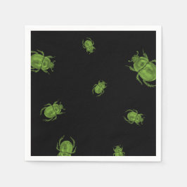 Serviette En Papier Napoléon d'Halloween noir avec coléoptères verts