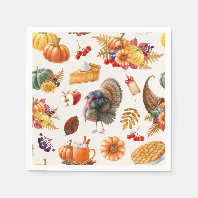 Serviette En Papier Napoléon Thanksgiving traditionnel (Devant)