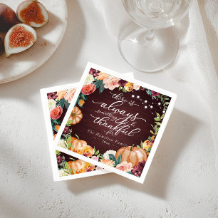 Serviette En Papier Nappe de dîner de Thanksgiving Floral Automne Chic