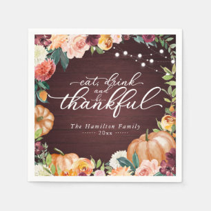Serviette En Papier Nappe de dîner de Thanksgiving Floral Chic Rustiqu