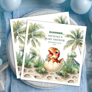 Serviette En Papier Nappe en papier Little Dino Baby Shower Hatching S