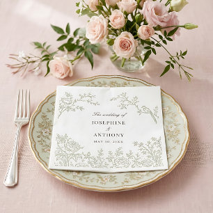 Serviette En Papier Nappes de mariage florales vert sauge en chinoiser
