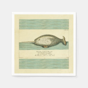 Serviette En Papier Narwhal Antique Baleine Aquarelle Art scientifique