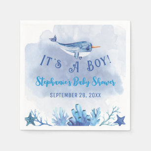 Serviette En Papier Narwhal Under the Sea Baby shower Napkin