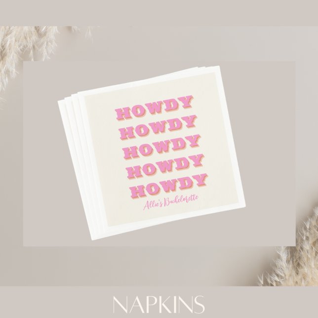 Serviette En Papier Nashville Bachelorette Howdy Pink Party Napkins (Créateur téléchargé)