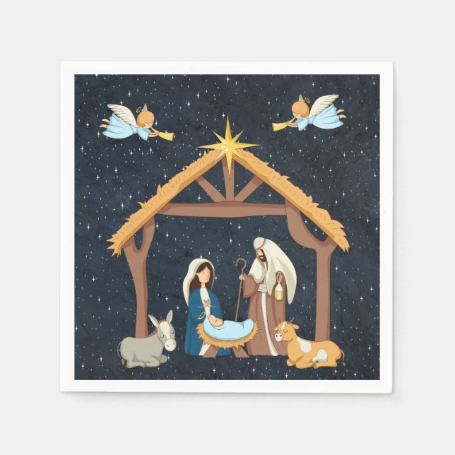 Serviette En Papier Nativité chrétienne Noël (Devant)