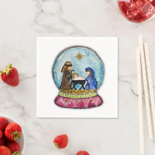 Serviette En Papier Nativité Scène Cocktail Napkins