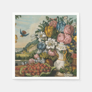 Serviette En Papier Nature morte florale et fruitière victorienne de s