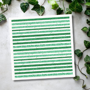Serviette En Papier Nature Vert Blanc Rayures Pailletées Horizontales