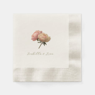 Serviette En Papier Naturel Ecru Mariage Chic Fleur Rose