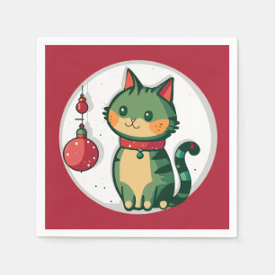 Serviette En Papier Naughty Christmas Chat Fête de Noël