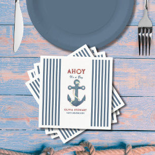 Serviette En Papier Nautical Ahoy est un garçon Baby shower Invitation