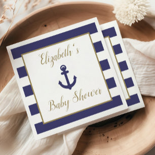 Serviette En Papier Nautical Anchor Navy Or Baby Shower