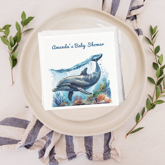 Serviette En Papier Nautical Blue Boy Under the Sea Baby shower (Créateur téléchargé)