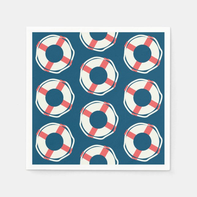 Serviette En Papier Nautical Lifesaver Baby shower Boy Ocean Anniversa (Devant)