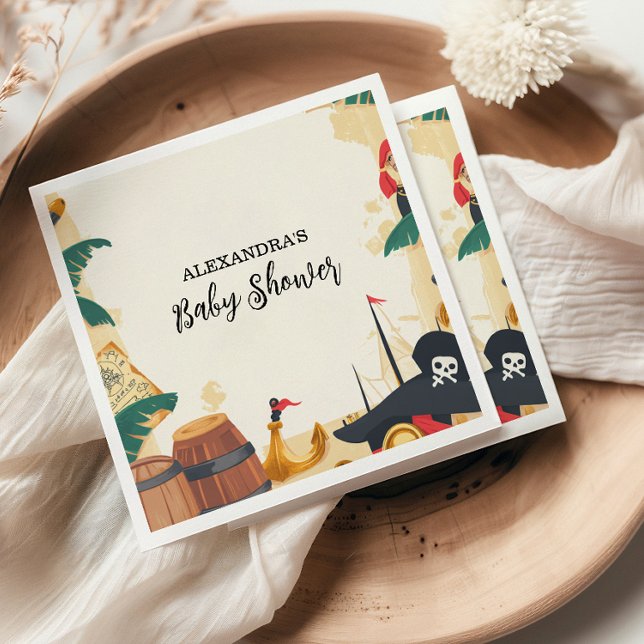 Serviette En Papier Nautical Pirate Ship Ahoy It's a Boy (Créateur téléchargé)