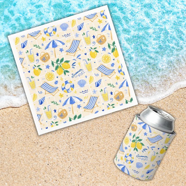 Serviette En Papier Nautique Été Citron Mignon  (Créateur téléchargé)