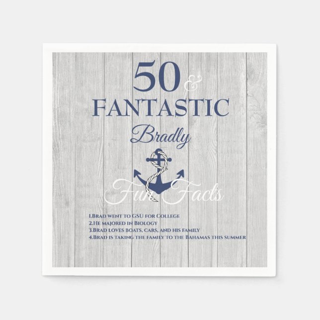 Serviette En Papier Nautique fête d'anniversaire Marine Blue Fun Faits (Devant)
