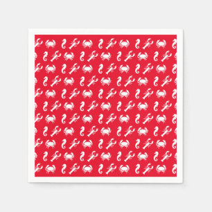 Serviette En Papier Nautique Sea Animaux motifs homard crabe hippocamp