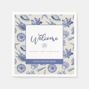 Serviette En Papier Nautique Thème Bleu Coquille Personnalisé Papier N