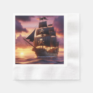 Serviette En Papier Navire pirate au lever/coucher du soleil