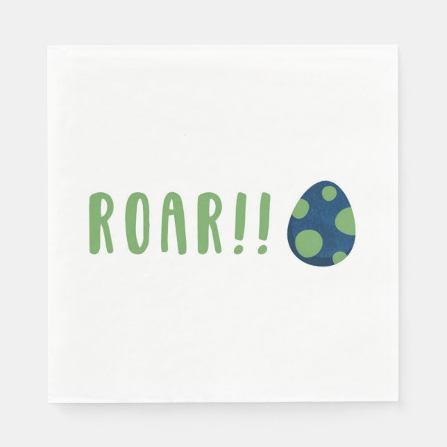Serviette En Papier Navy Blue et Green ROAR ! ! Oeuf Dinosaure (Devant)