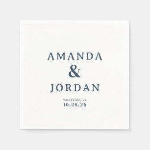 Serviette En Papier Navy élégant typographique