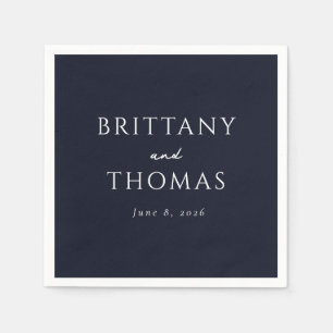 Serviette En Papier Navy Élégant Typographique