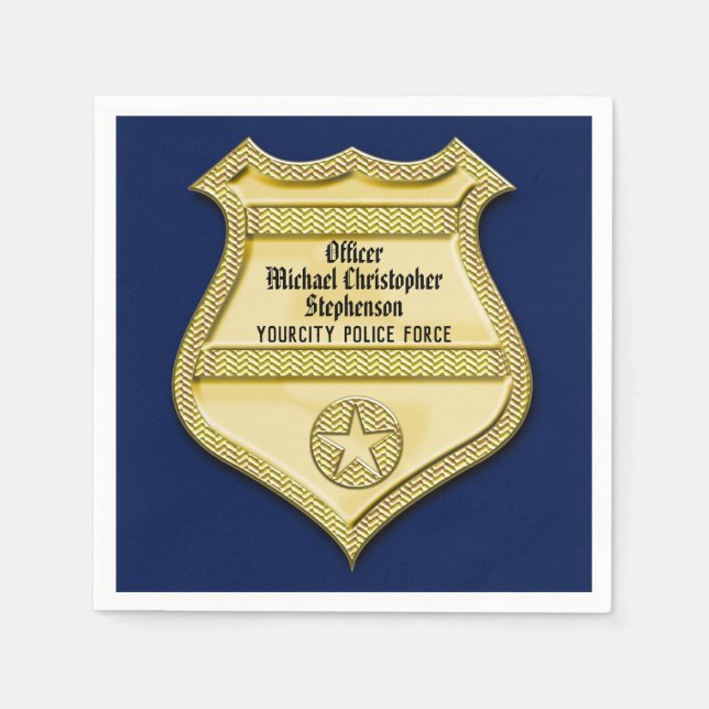 Serviette En Papier Navy Gold Badge Police Graduation/Retirement Party (Devant)