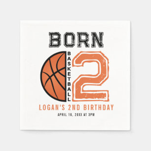 Serviette En Papier Né 2 Ball Basketball 2e fête d'anniversaire