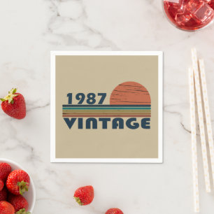 Serviette En Papier né en 1987 fête d'anniversaire vintage