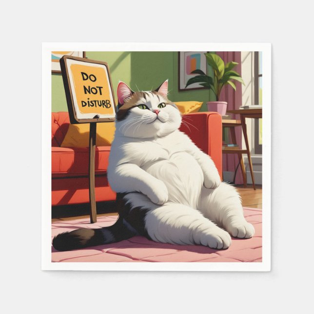 Serviette En Papier Ne pas déranger le gros chat amusant (Devant)