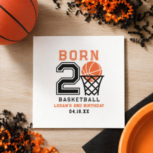 Serviette En Papier Né pour le Basketball   2e anniversaire du garçon 