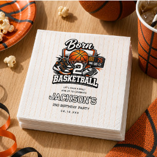 Serviette En Papier Né pour le Basketball 2e Anniversaire sur le thè