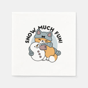 Serviette En Papier Neige beaucoup amusant Chat hiver vacances Design