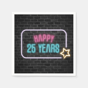 Serviette En Papier Neon 25e Marque d'anniversaire sur des serviettes
