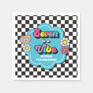 Serviette En Papier Neon 90s Retro Seven est un Vibe 7e anniversaire