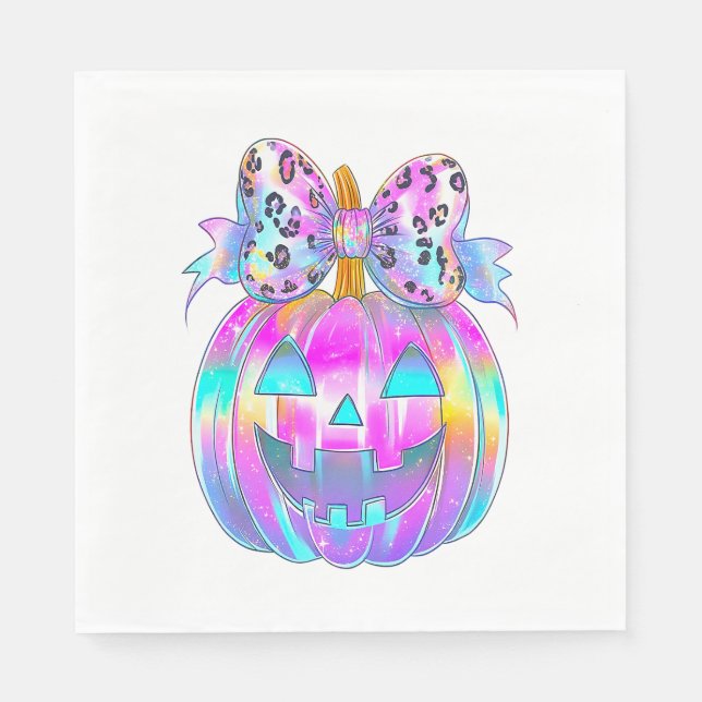 Serviette En Papier Neon Coquette Citrouille d'Halloween (Devant)