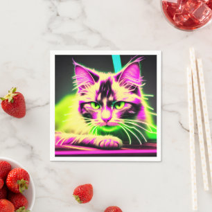 Serviette En Papier Neon Feline Fiesta : Ado Birthday Bash Collection