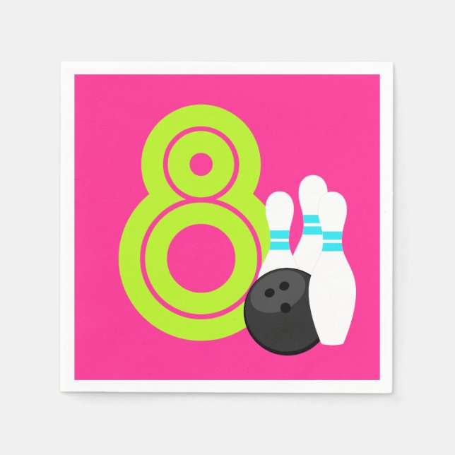 Serviette En Papier Neon Girl Bowling Birthday Papier serviettes (Devant)