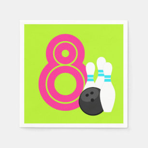Serviette En Papier Neon Green Girl Bowling Papier d'anniversaire serv