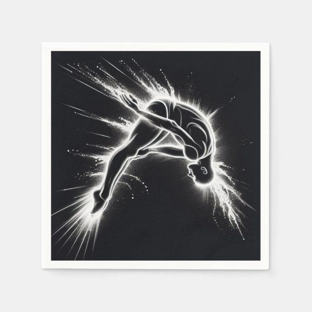 Serviette En Papier Neon High Diver Sur Noir (Devant)