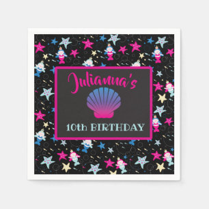 Serviette En Papier NEON Mermaid Sea Life Poisson Starfish Fête d'anni