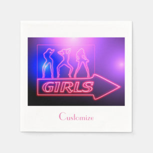 Serviette En Papier Neon Pink Girls Sign Thunder_cove