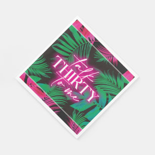Serviette En Papier Neon Pink Tropical Talk Trente à moi 30e anniversa