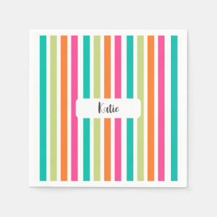 Serviette En Papier Neon rainbow rayures amusant rétro